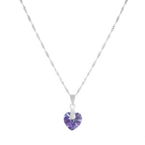 Collar Corazón Cristal Violeta