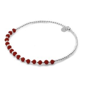 Pulsera de plata con cuentas rojas