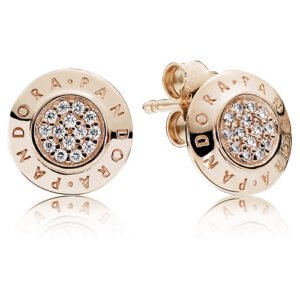 Aros Pando Circulares con Logotipo de Plata 925 Tono Oro Rosa