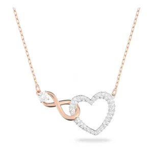 Collar Corazón Infinito con Cristales y Baño en Rodio