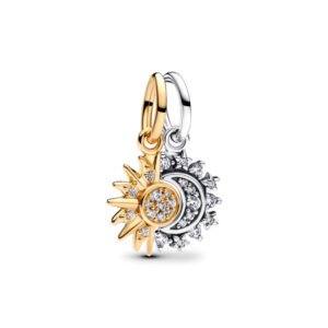 Charm Sol y Luna de Plata 925 y Circonitas