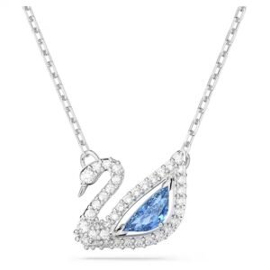 Collar Cisne Azul con Cristales y Baño en Rodio