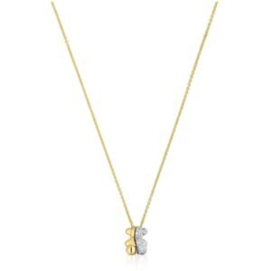 Collar Osito Bicolor Dorado de Plata Vermeil