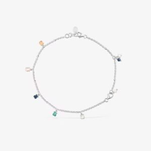 Pulsera/Tobillera Ositos de plata con dijes de colores