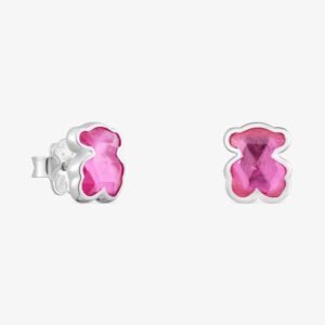 Aros Osito Rubí Sintético de Plata 925