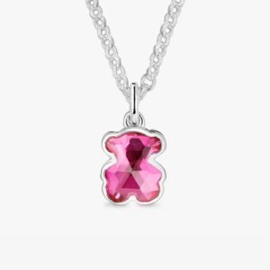Collar Osito Rubí Sintético de Plata 925