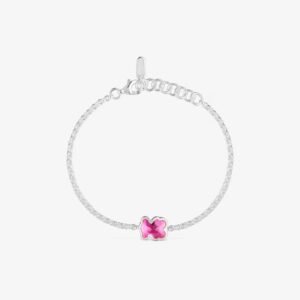 Pulsera Osito Rubí Sintético de Plata 925