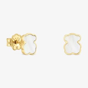 Aros Osito Nácar de Plata 925 Vermeil