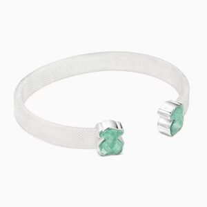 Pulsera Osito de Malla Plata 925 con Amazonita