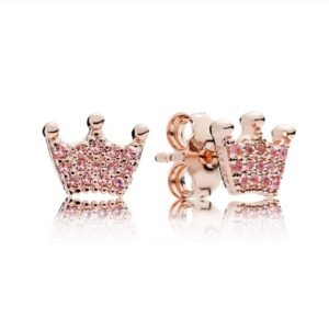 Aros Pando Corona de Plata 925 Tono Oro Rosa