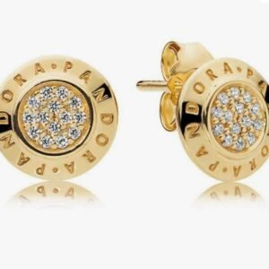 Aros Pando Circulares con Logotipo de Plata 925 Tono Oro