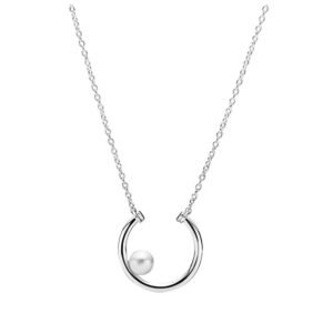 Collar Pando Aro Abierto de Plata 925 Con Perla Cultivada