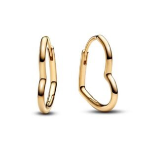 Aros Pando de Plata 925 en Forma de Corazón Dorados