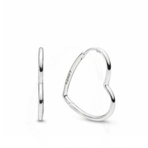 Aros Pando de Plata 925 en Forma de Corazón Plateado