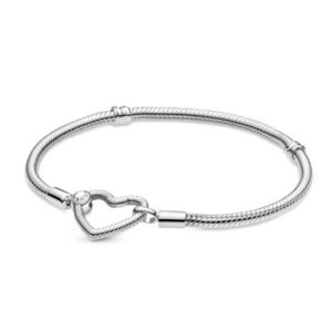 Brazalete Pando de Plata 925 con Cierre de Corazón