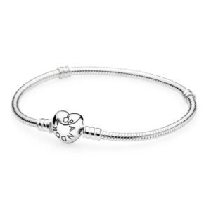 Brazalete Pando de Plata 925 Broche Corazón