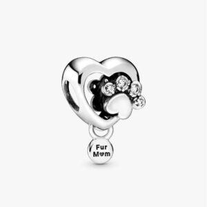 Charm Corazón Huella Mascota de Plata 925