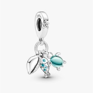Charm Tortuga, Pez y Concha de Plata 925