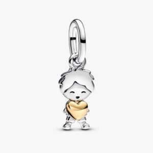 Charm Niño con Corazón Dorado de Plata 925