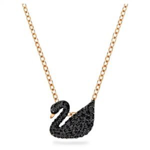 Collar Cisne Negro con Cristales y Baño en Rodio