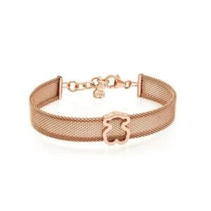 Pulsera Osito Mesh Plata Vermeil en Oro Rosa