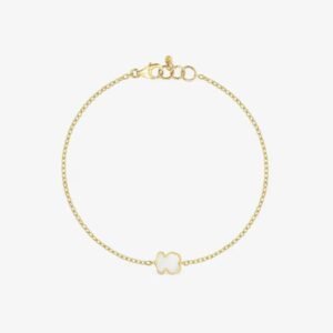 Pulsera Osito Nácar De Plata 925 Con Baño En Oro