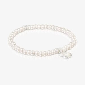 Pulsera Osito De Nácar Con Perlas Y Dije De Cobre