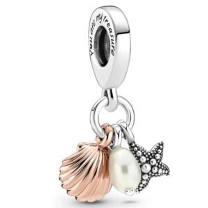 Charm Concha, Perla y Estrella de Mar en Plata 925