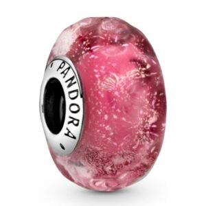 Charm Murano Rosa con Brillos de Plata 925