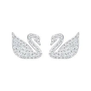 Aros Cisne con Cristales y Baño en Rodio