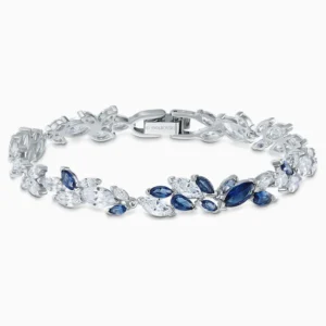 Pulsera Louison de Cristales azules y blancos con Baño en Rodio