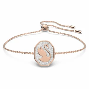 Pulsera Medallón Cisne con Cristales y Baño en Rodio