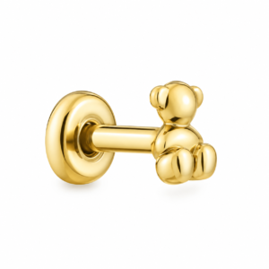 Pircing Osito 3D de Plata 925 con baño en oro