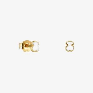 Aros Osito Mini de Plata 925 Vermeil y Nácar
